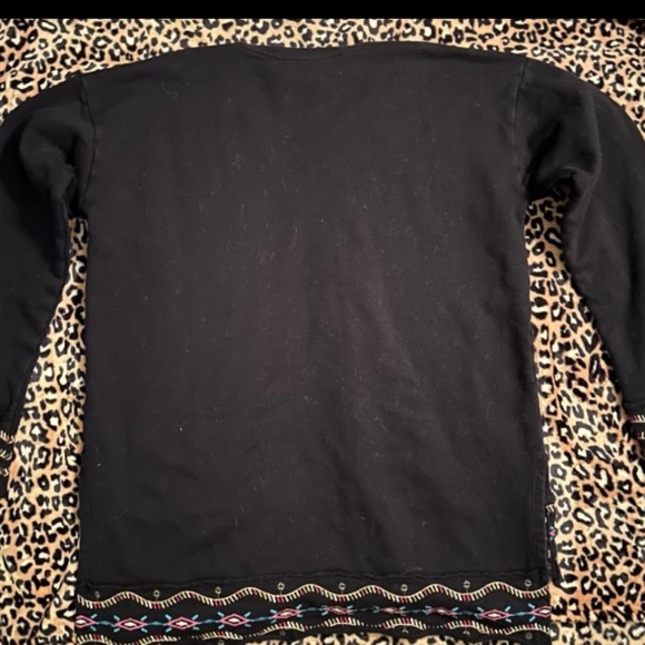 Johnny Was Los Angles- peacock embroidered black long sleeved top - Picture 6 of 8